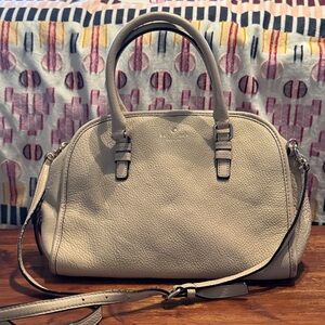 Kate Spade Cream Pebbled Leather Satchel with Crossbody Strap